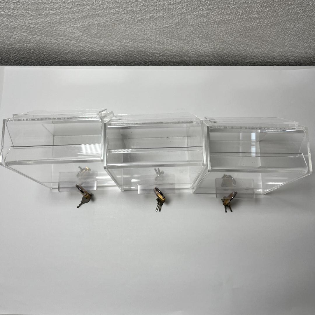 アクリルスライド募金箱 鍵付2本付き 3箱セット