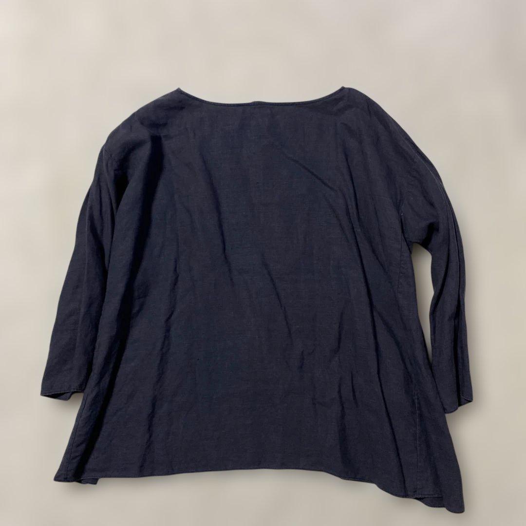 ✨希少✨45rpm リネン 100% ダークグレー 五分袖シャツ　トップス