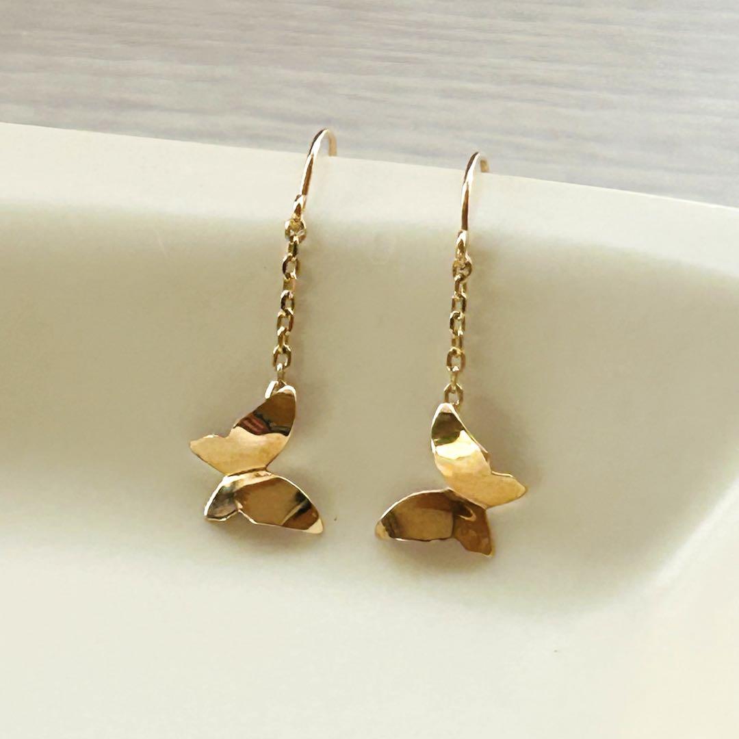 【cui-cui】K10YG バタフライモチーフ ピアス