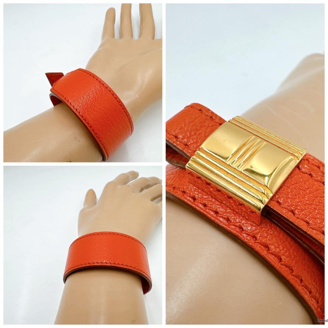 HERMES エルメス アルテミスブレスレット レザー×メタル