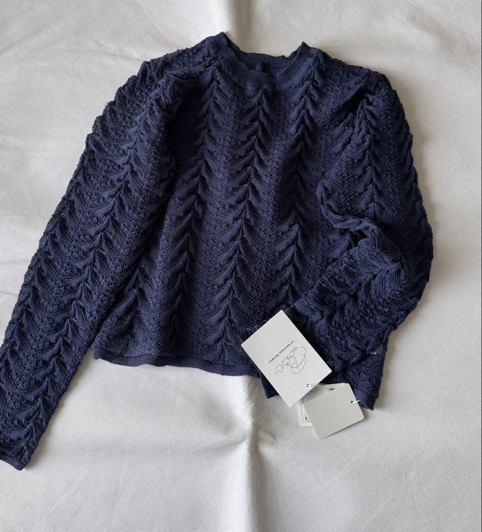 《新品》ラブティックボンボン　春ニット　クルーネックネックニット　ネイビー