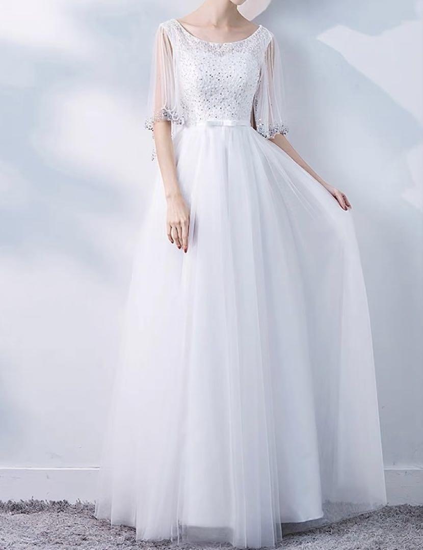 お花の様なデザインにリボンが可愛い チュール ロングドレス お花の様なデザインにリボンが可愛い チュール ロングドレス