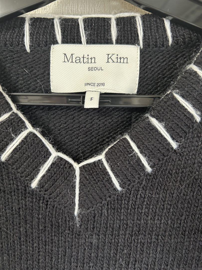 Matin Kim 新品未使用】ブラック ロゴニットセーター F