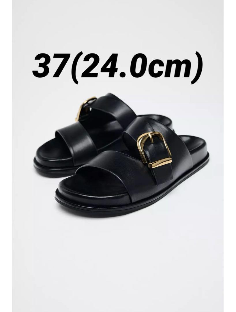 ☆ドイツ発*ZARA*新作*バックルフラットサンダル/FB☆ 完売品 ZARA バックルフラットサンダル 37サイズ(JP24cm) - メルカリ