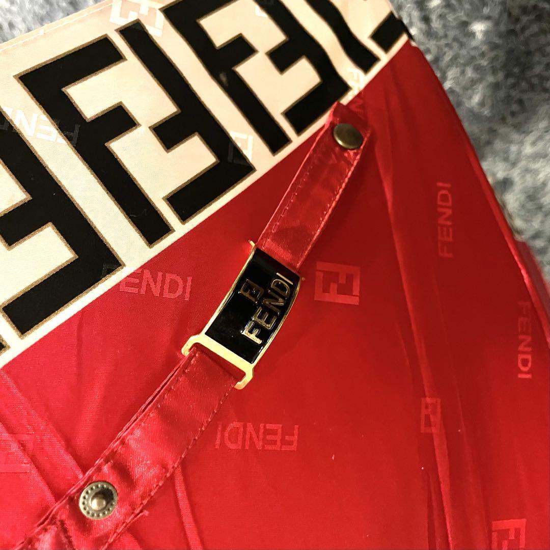 美品】FENDI フェンディ 長傘 レッド 全長90cm 親骨サイズ60cm 美品】FENDI フェンディ 長傘 レッド 全長90cm 親骨サイズ60cm