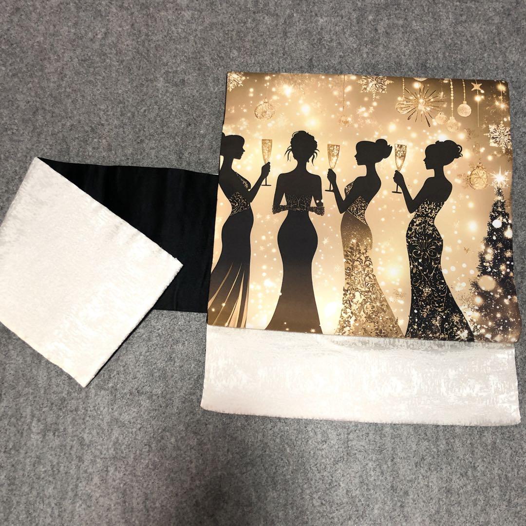 ハンドメイド作り帯　お太鼓二部式　クリスマスの晩餐