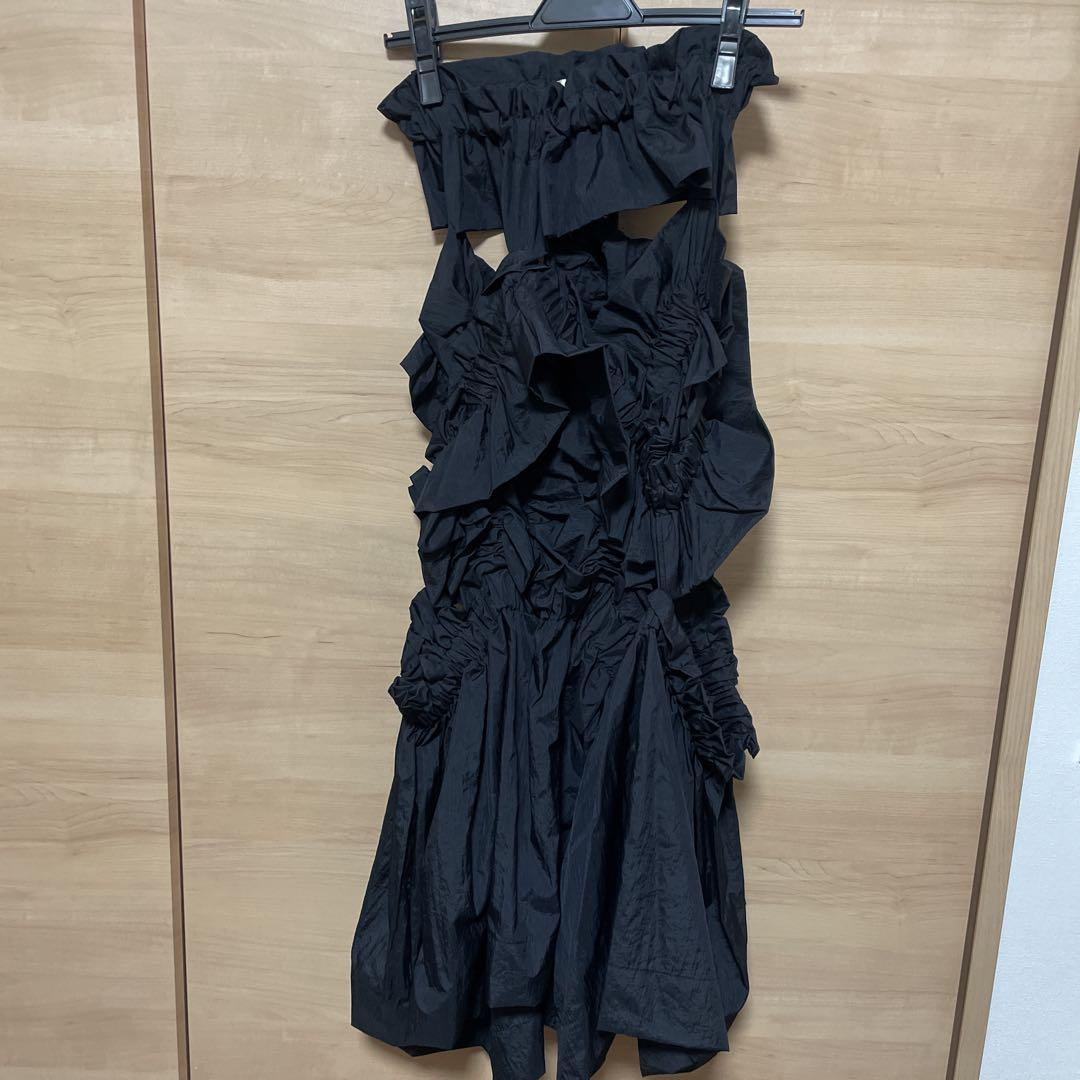 HOUGA kiki frill skirt black 黒