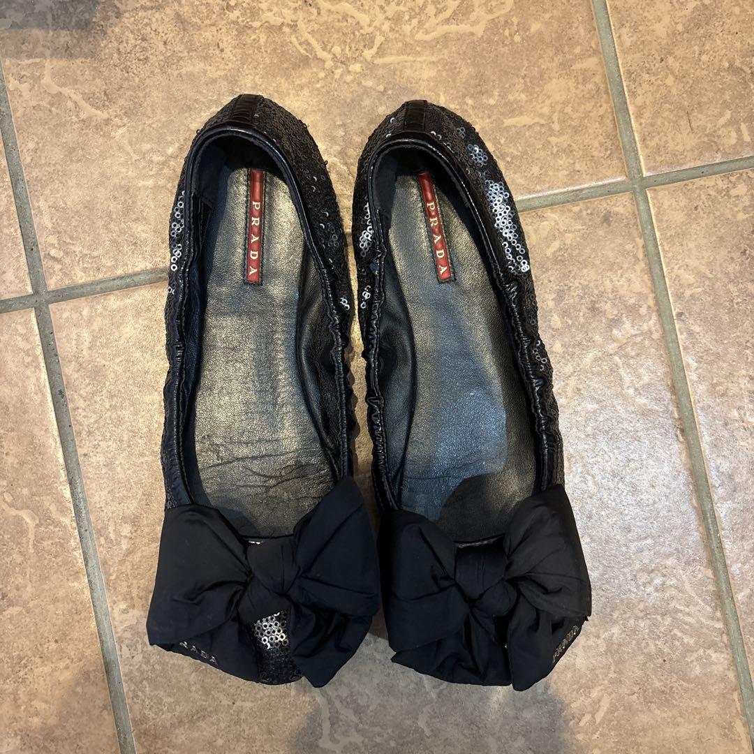 ✨PRADA プラダ　バレエシューズ　39サイズ　フラットシューズ　リボン