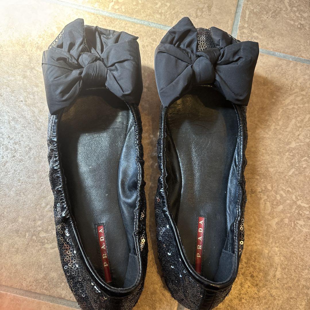 ✨PRADA プラダ　バレエシューズ　39サイズ　フラットシューズ　リボン