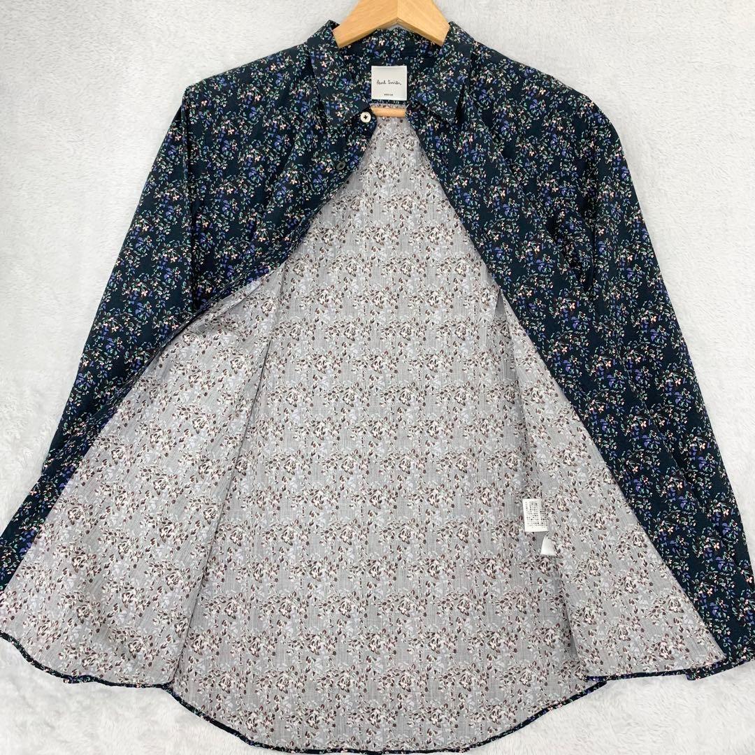 極美品】ポールスミス 長袖シャツ Mサイズ ネイビー 花柄