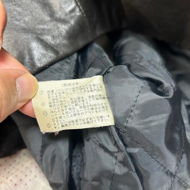 国産レトロ古着 80s～90s 本革 ラムスキンレザーベスト L程度 黒 茶芯