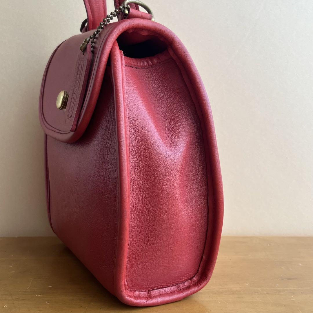 希少 テラスバッグ vintage coach オールドコーチ ハンドバッグ 赤 COACH - コーチ オールドコーチ ハンドバッグ ワンハンドル