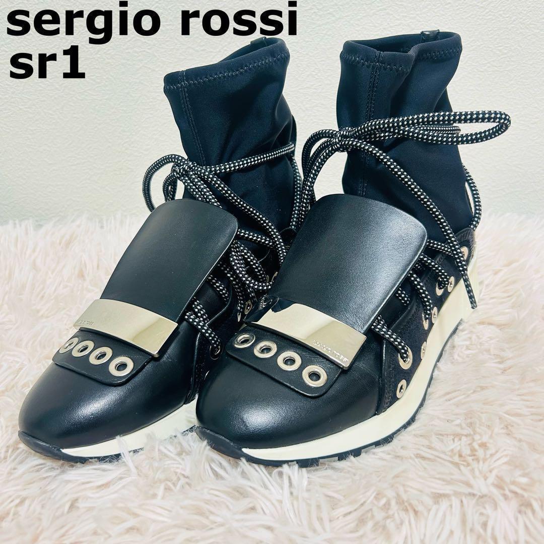 【極美品】セルジオロッシ sr1 スニーカー ニット レースアップ 23