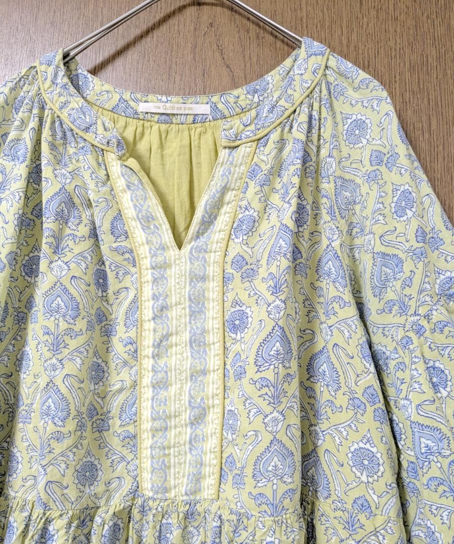 コットンボイルアラベスクプリントドレスM ne