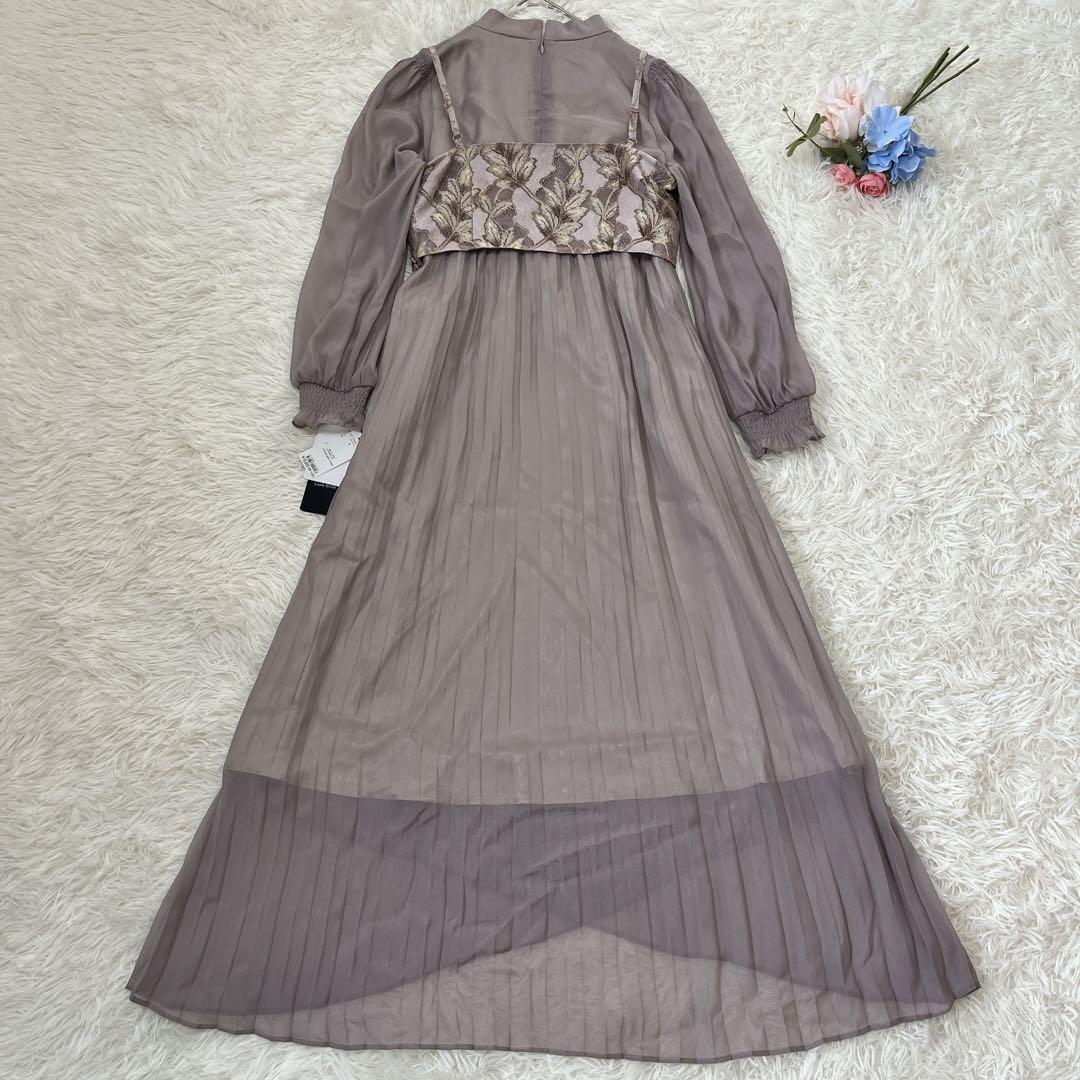 【未使用タグ付き✨】レースビスチェ×ボトルネックプリーツ結婚式ワンピースドレス