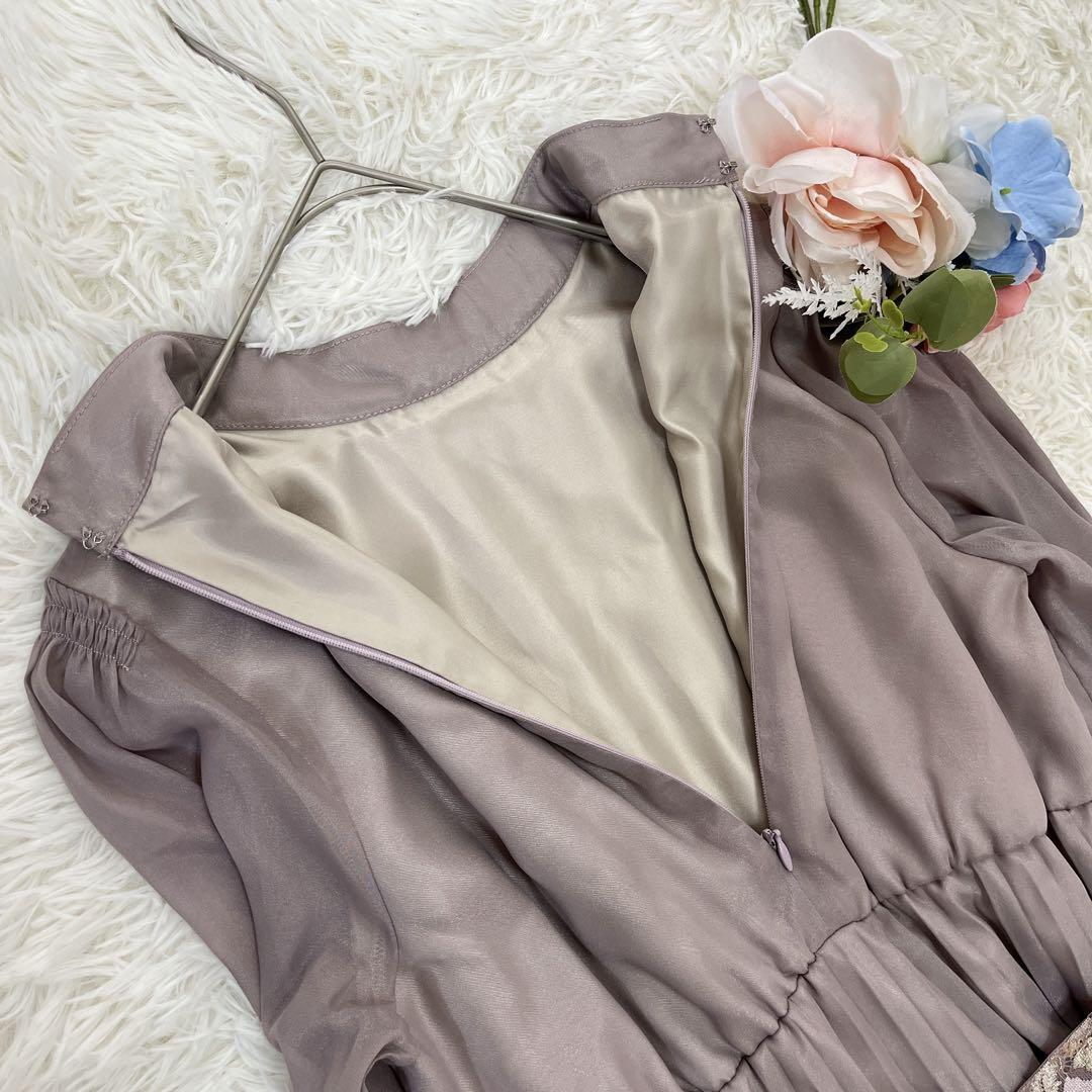 【未使用タグ付き✨】レースビスチェ×ボトルネックプリーツ結婚式ワンピースドレス