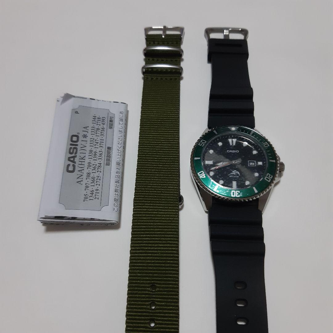 CASIO(カシオ) MDV-106 美品 稼働品NATOベルト グリーンベゼル