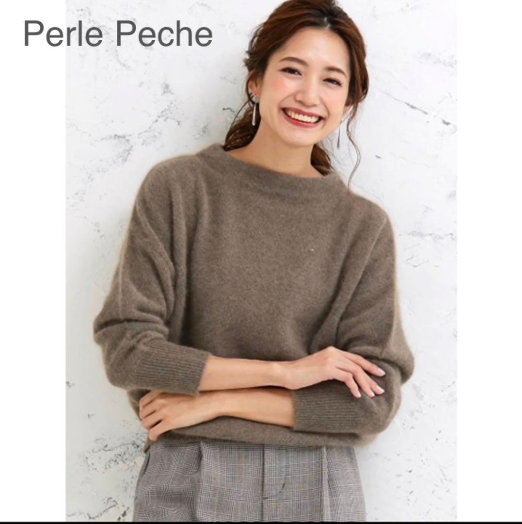 Perle Peche チャイニーズラクーンボトルネックニット