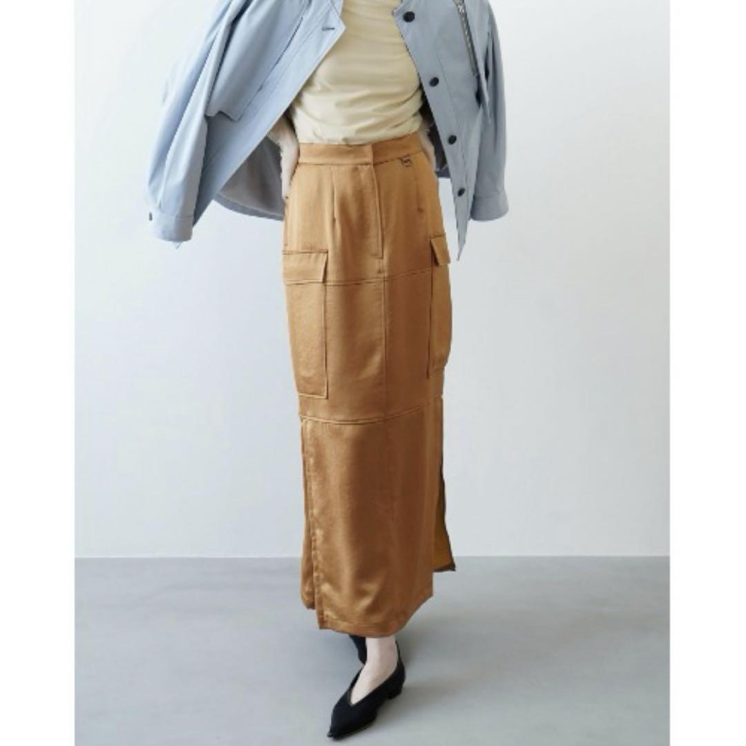 CLANE SATIN CARGO STRAIGHT SKIRT