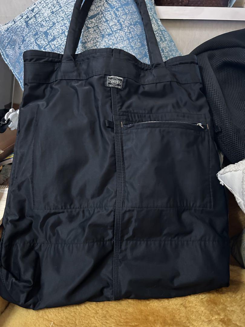 値下げPORTER ブラック トートバッグ大 柔らかめ 外ポケットあり肩掛け充分