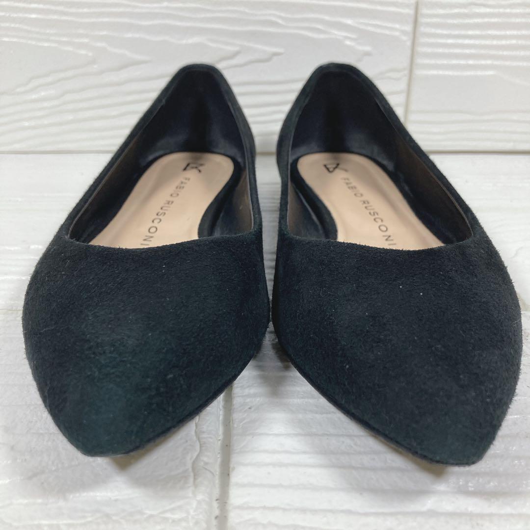 【美品】　ファビオルスコーニ　パンプス　22.5㎝　スエード　フラット　黒