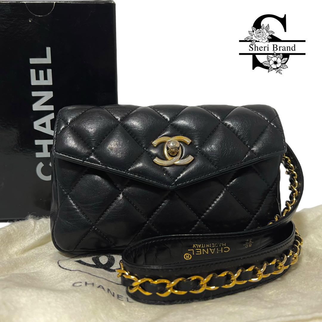 CHANEL ウエストポーチ ココマーク ターンロック金具 ブラック レディース