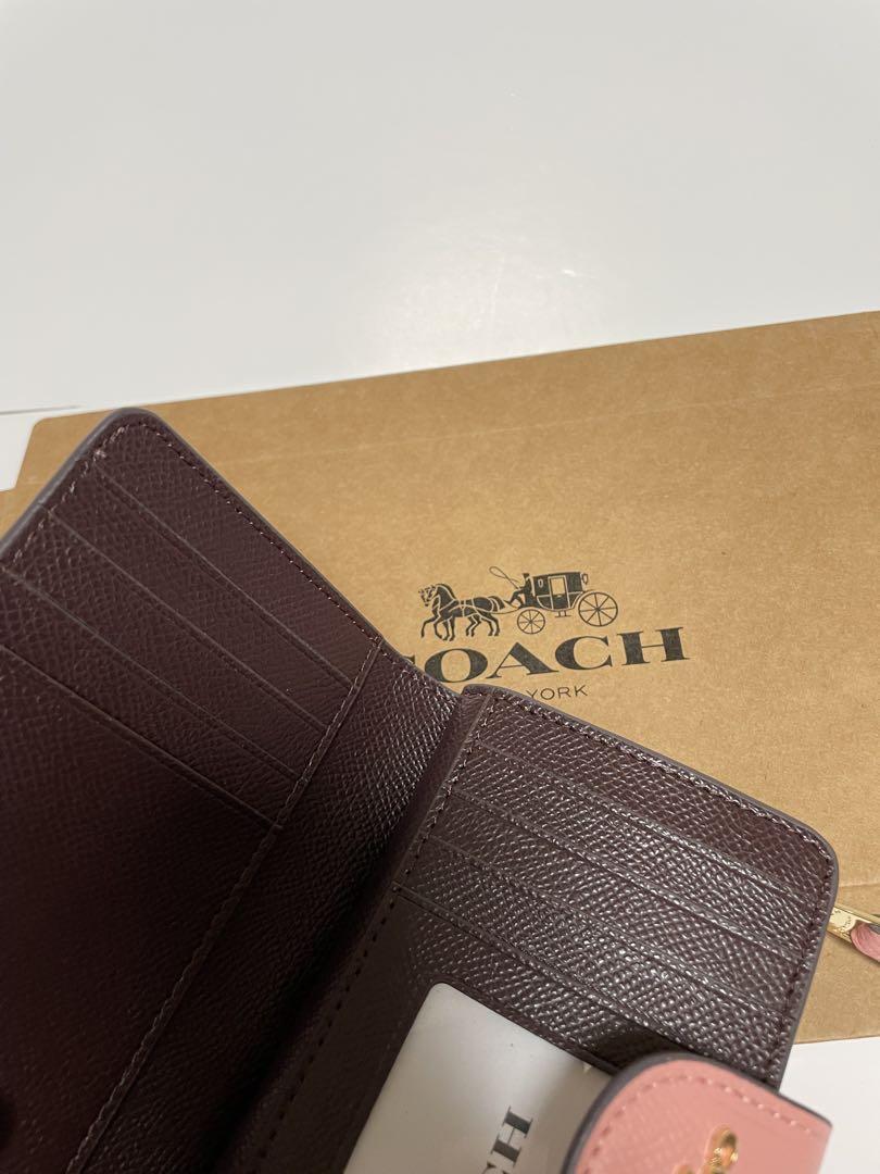 COACH 二つ折り財布 ピンクレザー　レディース