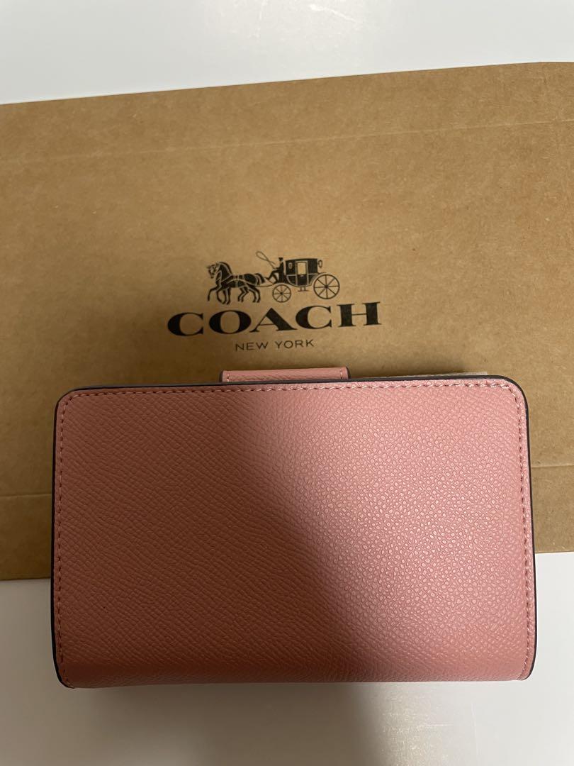 COACH 二つ折り財布 ピンクレザー　レディース
