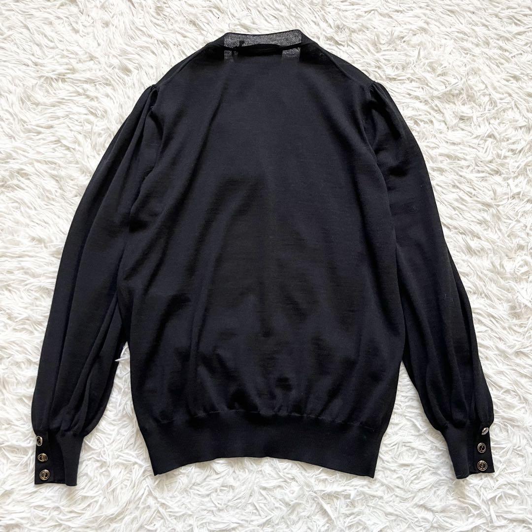 最大12%OFFクーポン 新品】グッチ 22AW シルク カーディガン GG 金ボタン ブラック トップス