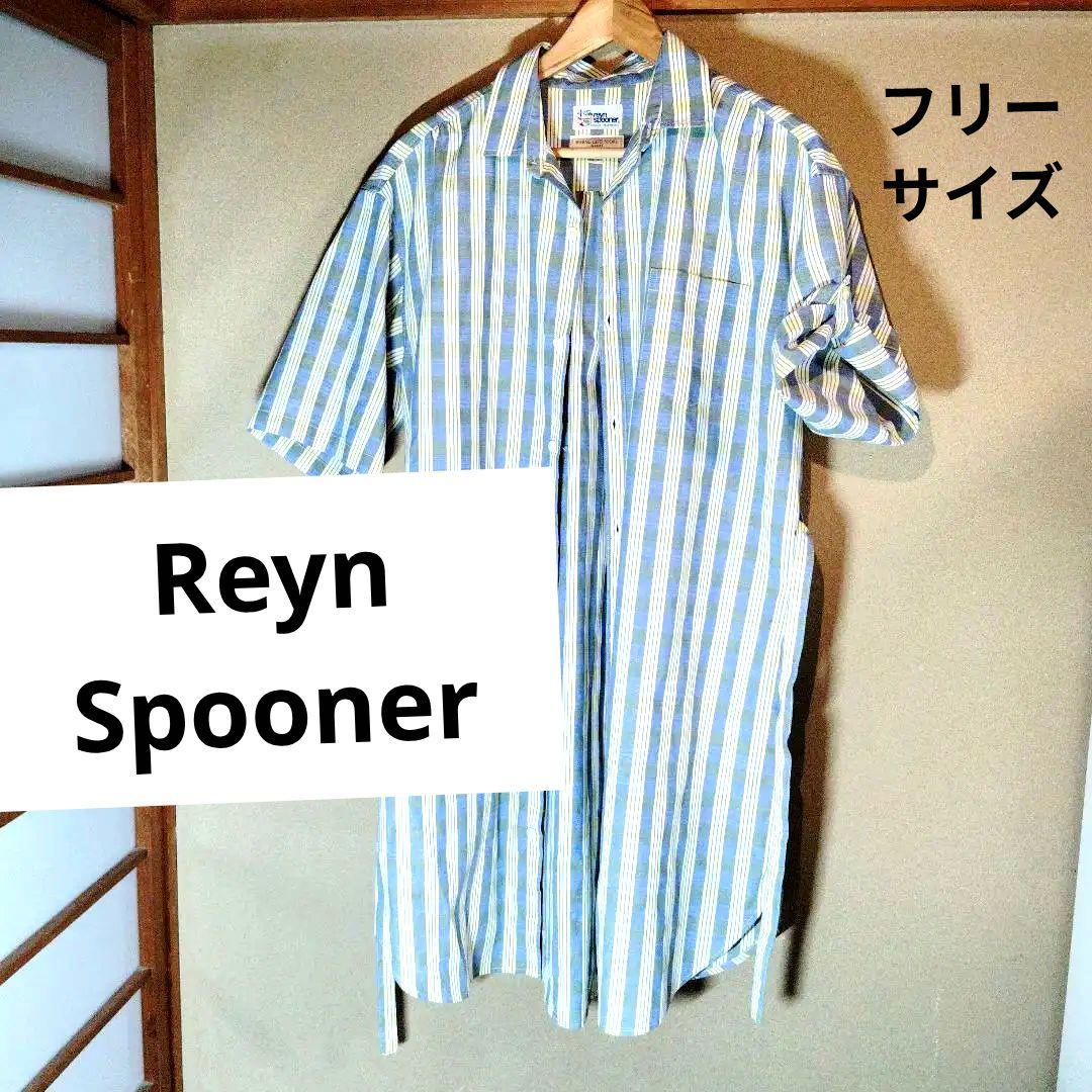 Reyn Spooner 半袖ひざ丈ワンピース 青と黄のチェック