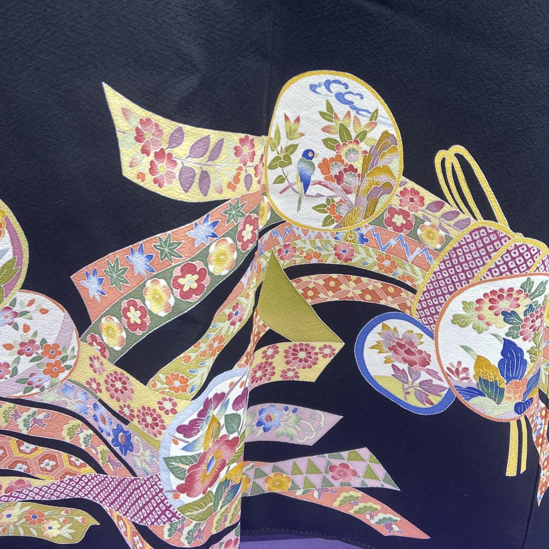 6332 花 熨斗 黒留袖 着物 正絹 結婚式 蔓柏 紋 落款 - メルカリ