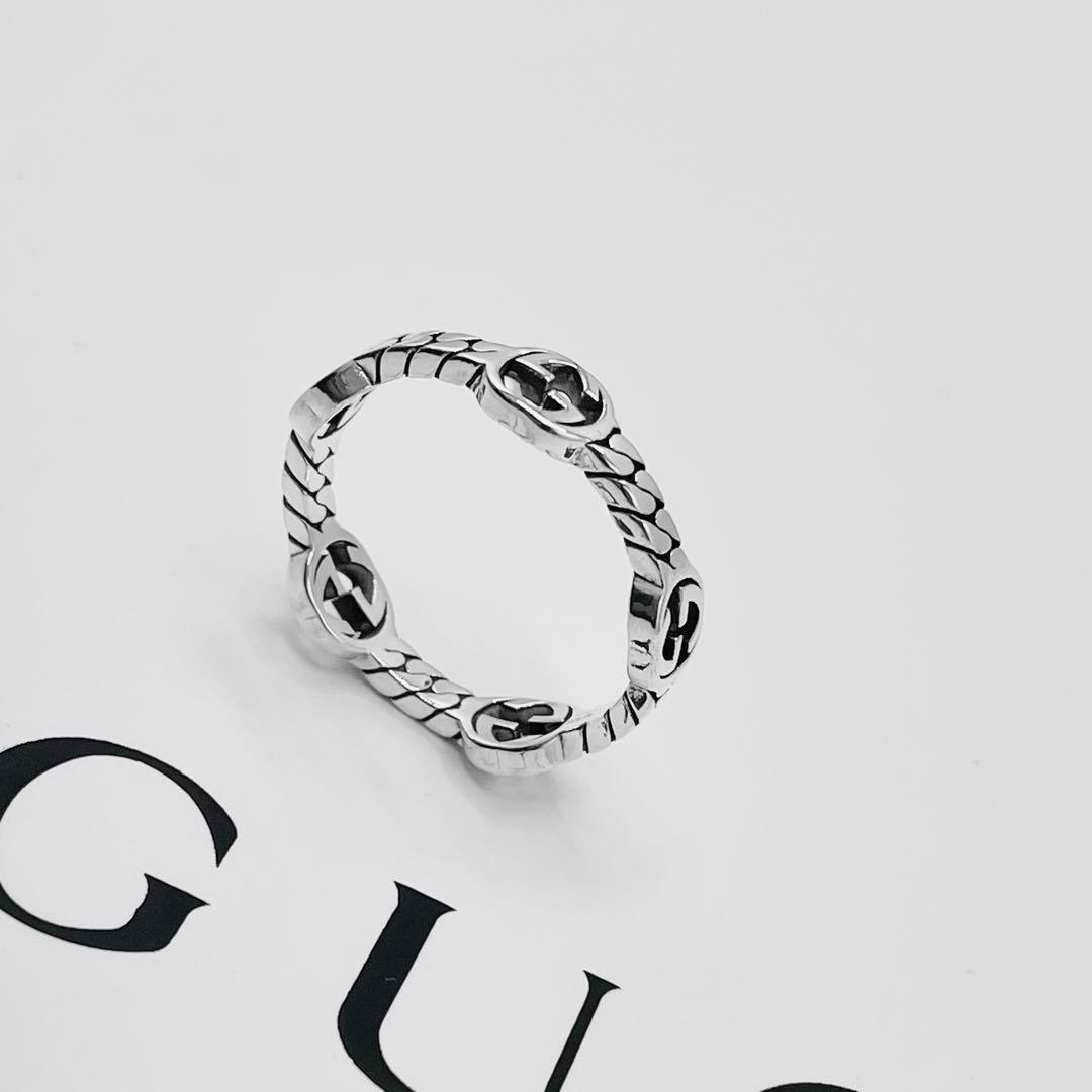 【超美品】GUCCI リング　インターロッキングG 喜平　チェーン　17号