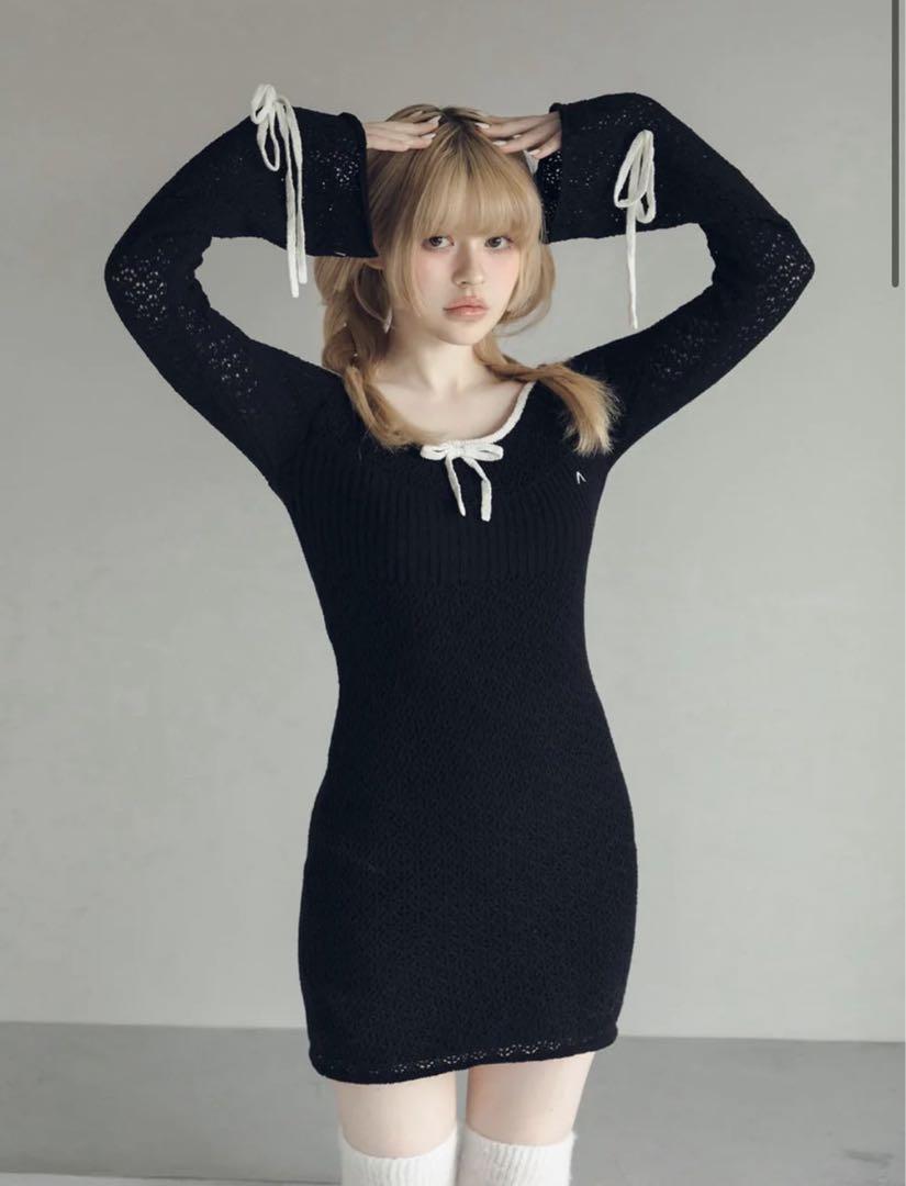 トップス andmary Lily crochet mini dress