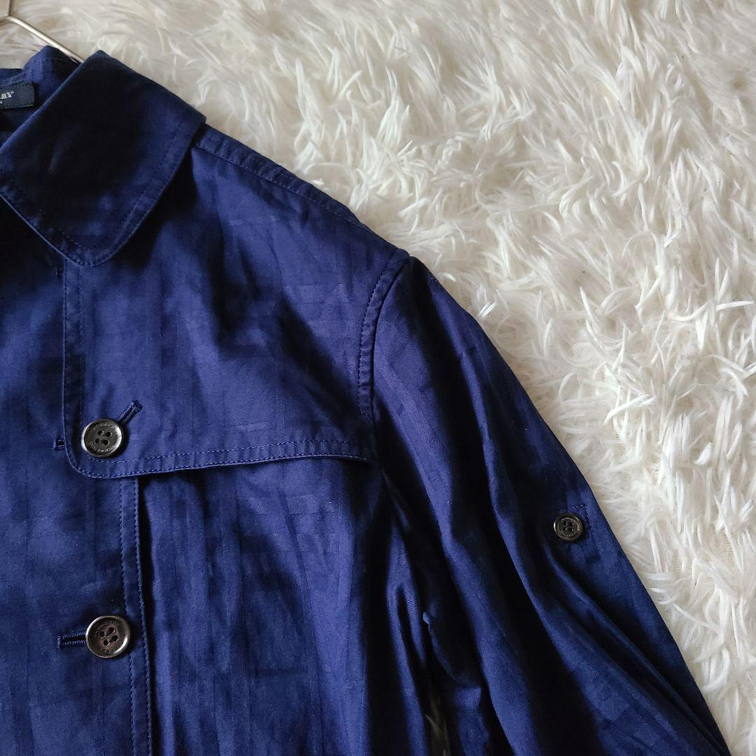 BURBERRY LONDON チェック ショート トレンチコート ネイビー