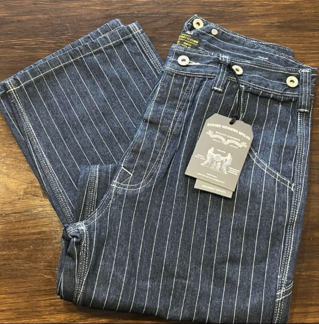 【新品】 XL ウォバッシュ　パンツ　デニム アメカジ　ストライプ　ヒッコリー 新品】 XL ウォバッシュ パンツ デニム アメカジ ストライプ