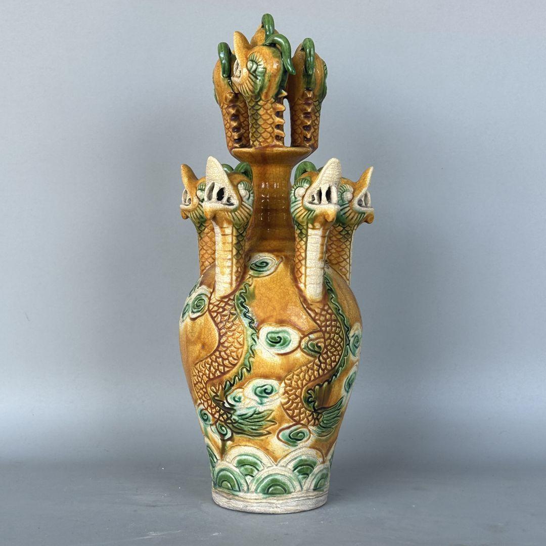 唐三彩 九龍瓶 景徳鎮 花瓶 工芸品 置物 装飾品 画像6