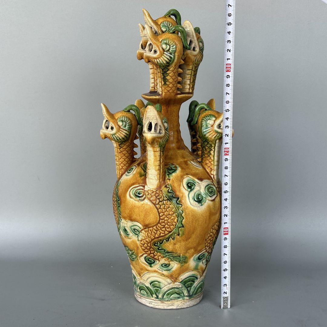 唐三彩 九龍瓶 景徳鎮 花瓶 工芸品 置物 装飾品 画像9