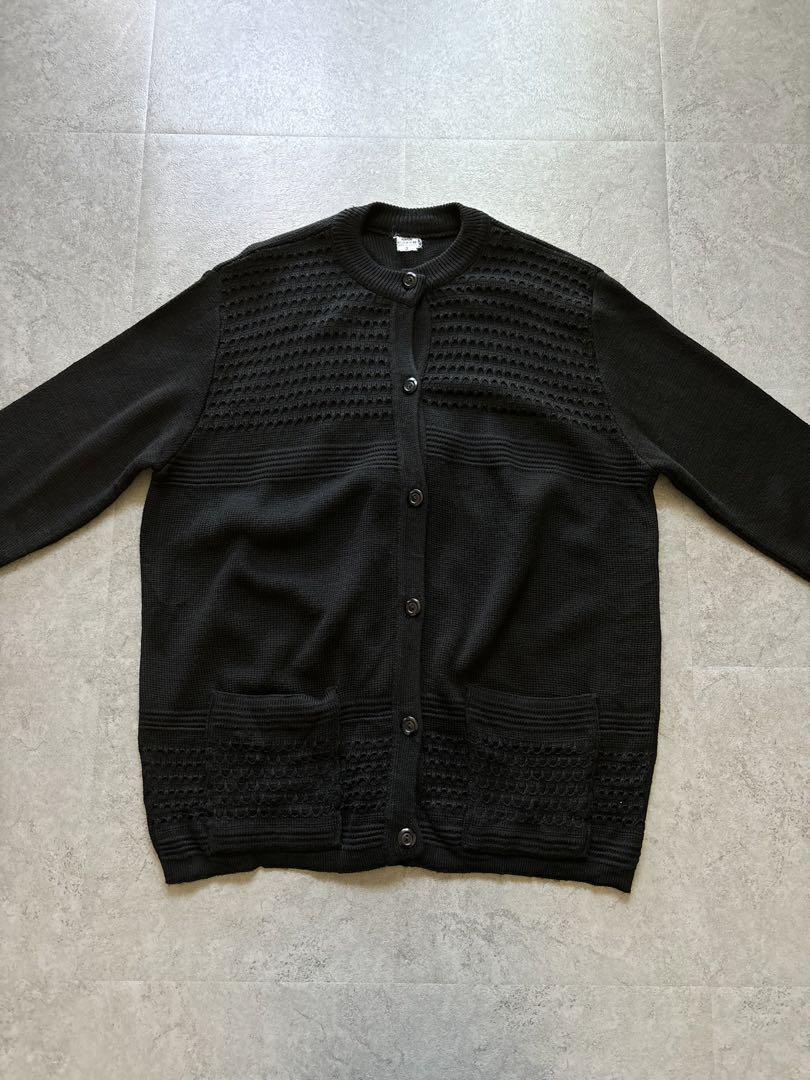 【80-90s EURO】アクリルニットカーディガン ブラック レトロノームコア