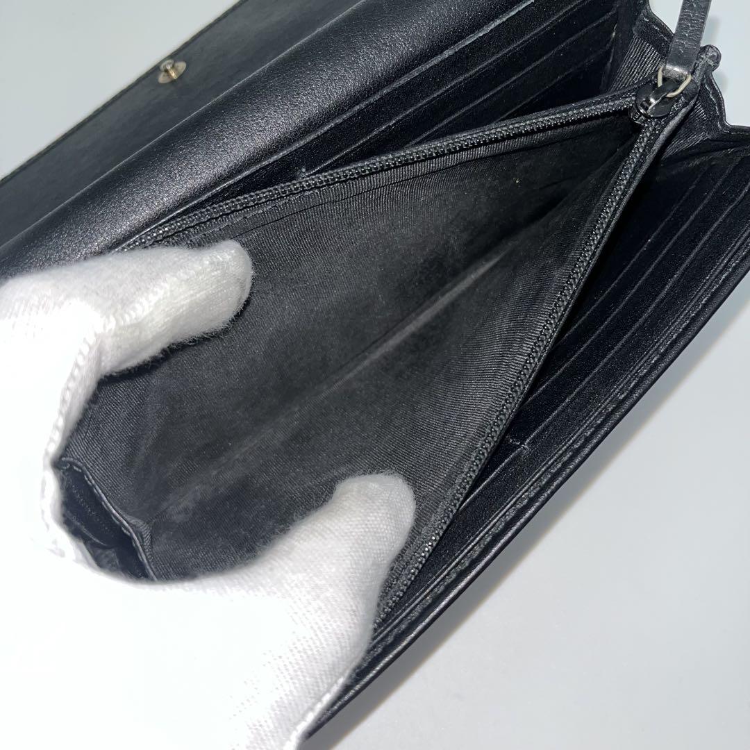 ✨美品✨　GUCCI 長財布 マイクロ GG シマ ゴールド金具 レザ ブラック