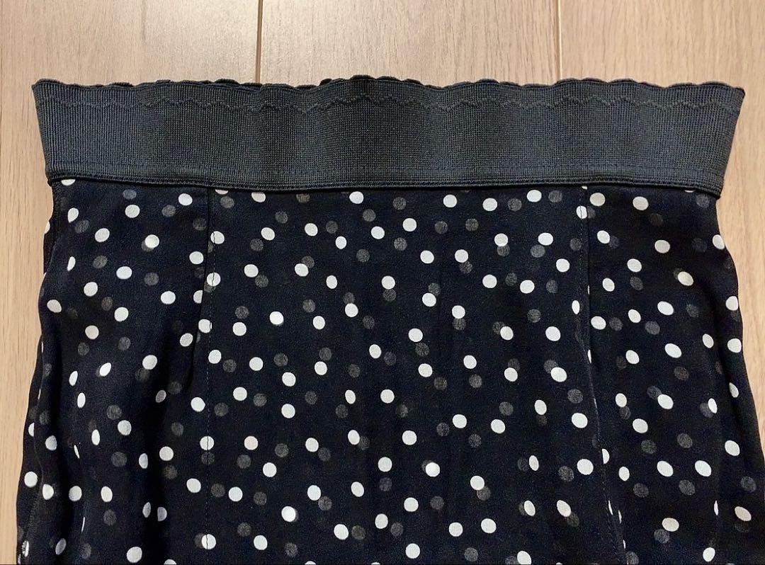 ◇DOLCE&GABBANA シルクドットスカート ハイウエスト 膝下