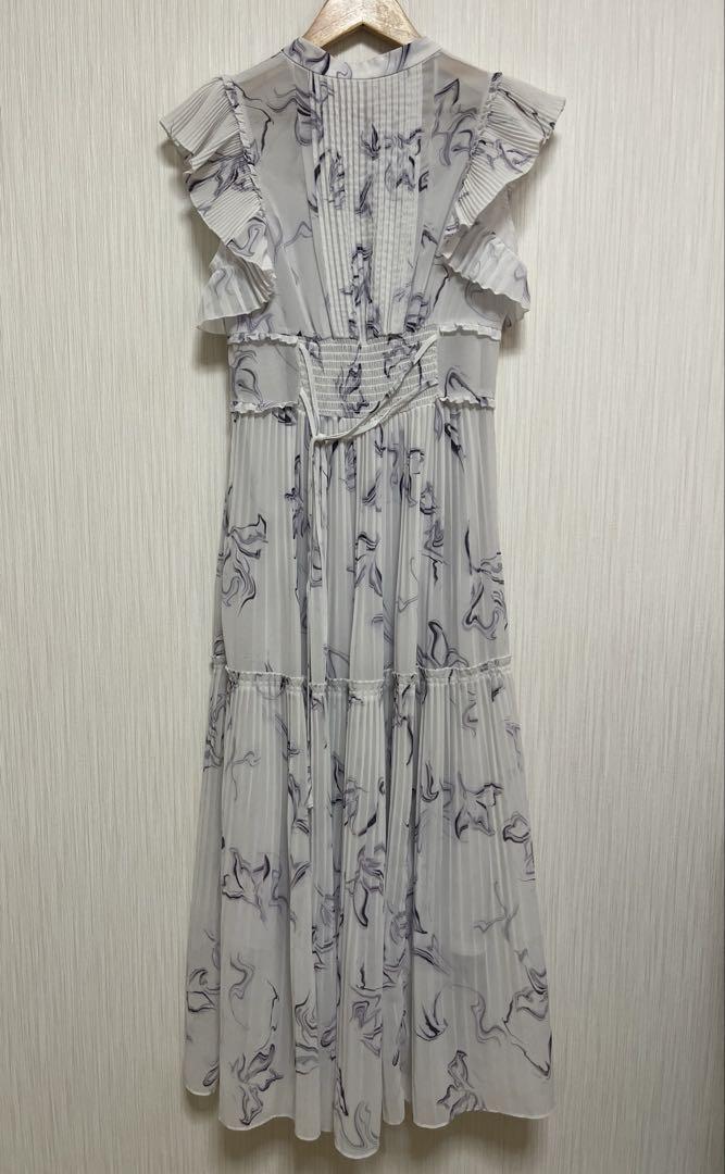 【SNIDEL 正規品】Sustainableプリントプリーツワンピース ブルー