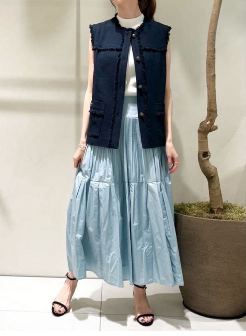 美品★アルアバイル★allureville★バスケットフリンジジレ★ジレ