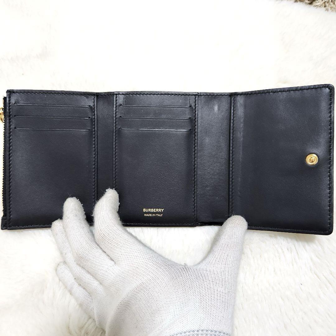 ✨極美品　現行✨バーバリー　折り財布　三つ折り　キルティング　BTロゴ　レザー