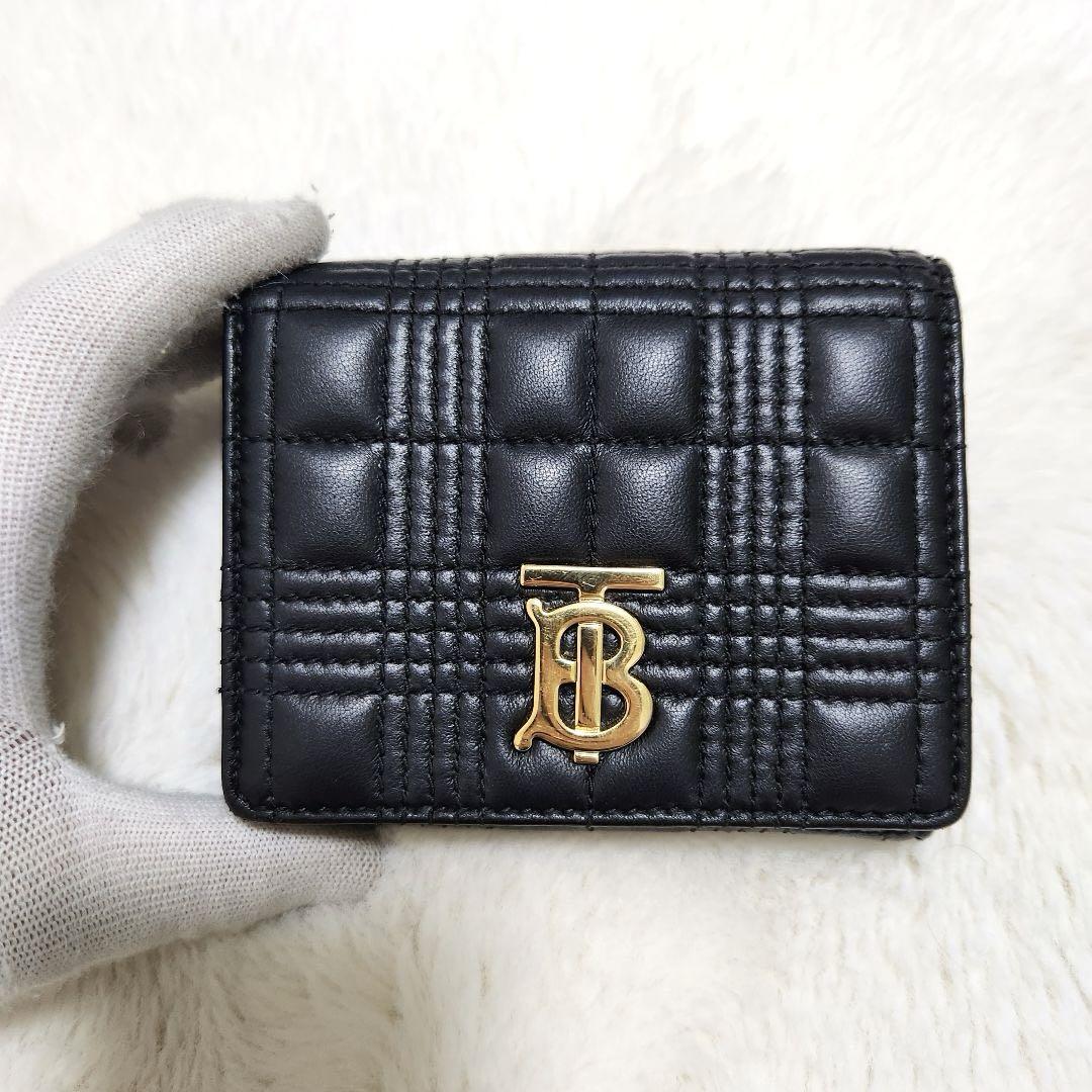 ✨極美品　現行✨バーバリー　折り財布　三つ折り　キルティング　BTロゴ　レザー