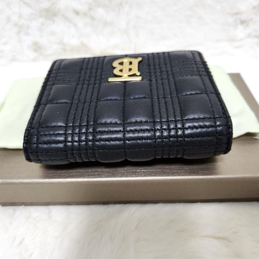 ✨極美品　現行✨バーバリー　折り財布　三つ折り　キルティング　BTロゴ　レザー