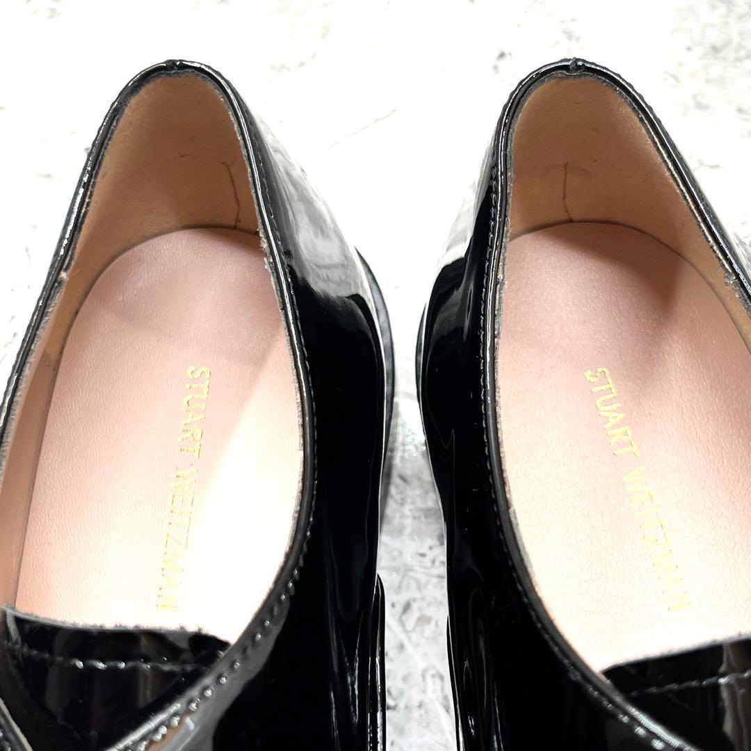 極美品✨スチュワートワイツマン ドレスシューズ パール 黒 レザー 24.5相当