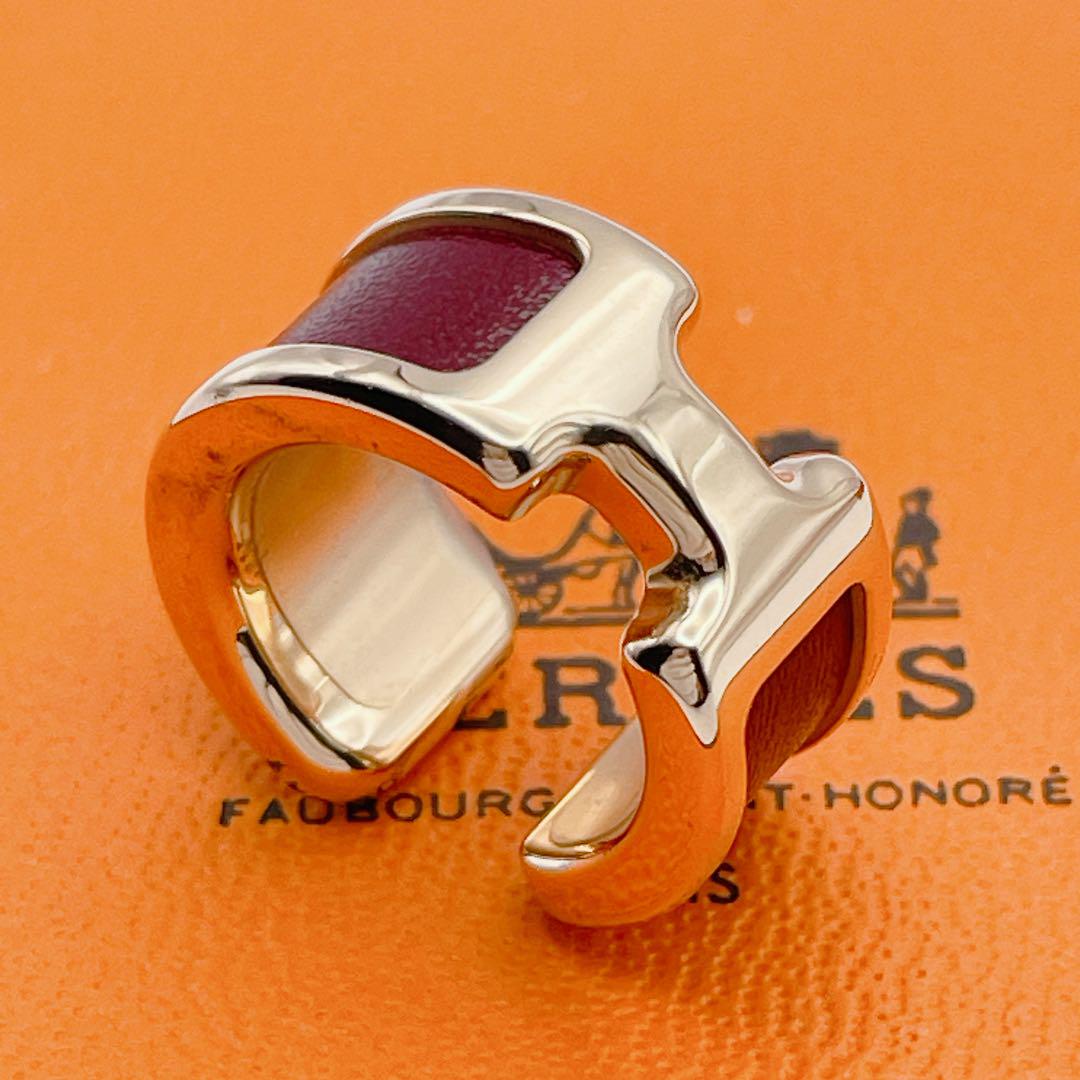 HERMES オランプ　イヤーカフ　PM ゴールド　エトゥープ　レッド　箱付き