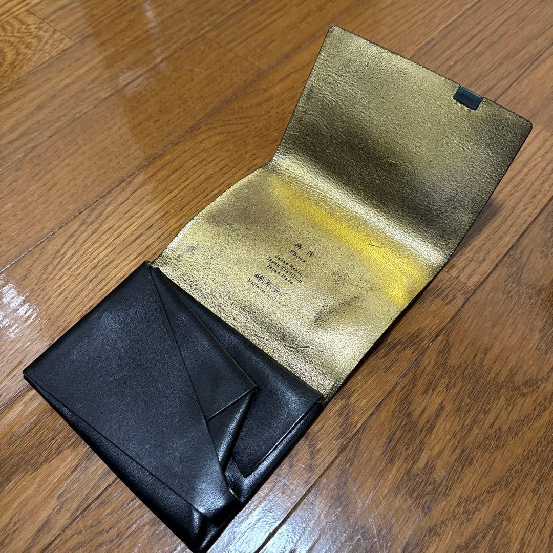 所作 財布 三つ折り ブラック ゴールド 金箔