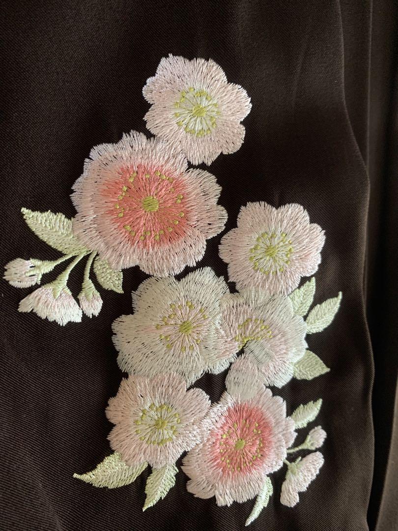 キャリンコテージ袴160cm 濃紅椿花盛x濃茶袴