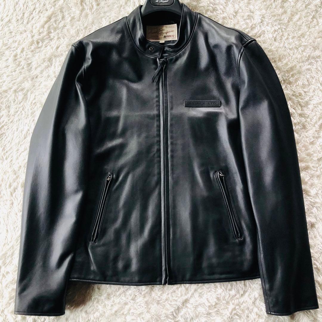 希少2XL✨現行モデル 美品 アヴィレックス 羊革ライダースジャケット